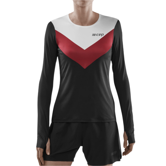 Chevron Long Sleeve Shirt, Women, Red/Black