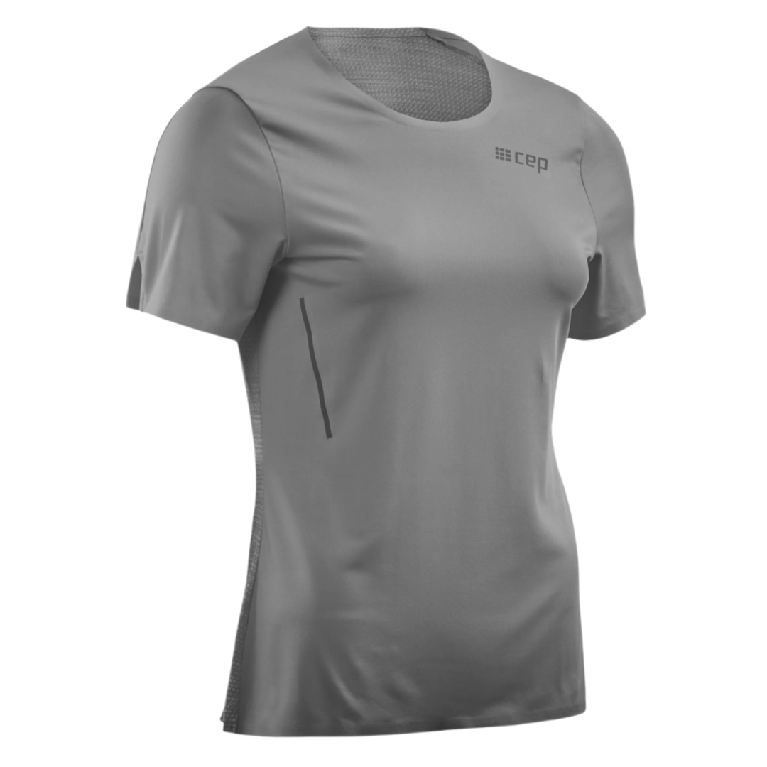 Run Short Sleeve Shirt, Women, Grey, Front View