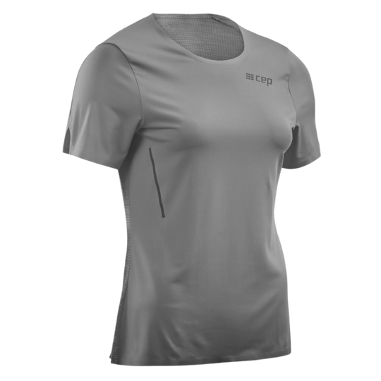 Run Short Sleeve Shirt, Women, Grey, Front View