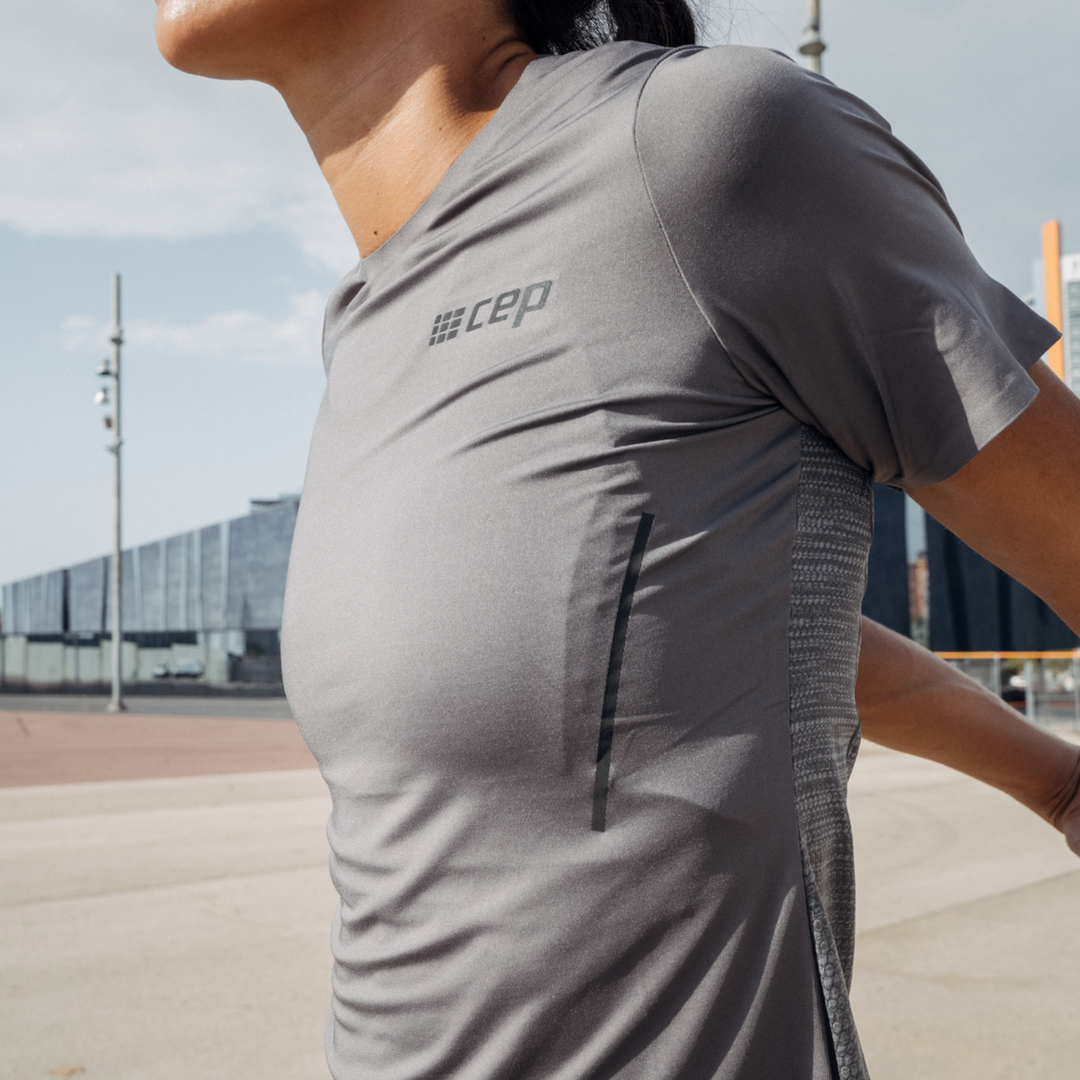 Run Short Sleeve Shirt, Women, Grey, Lifestyle