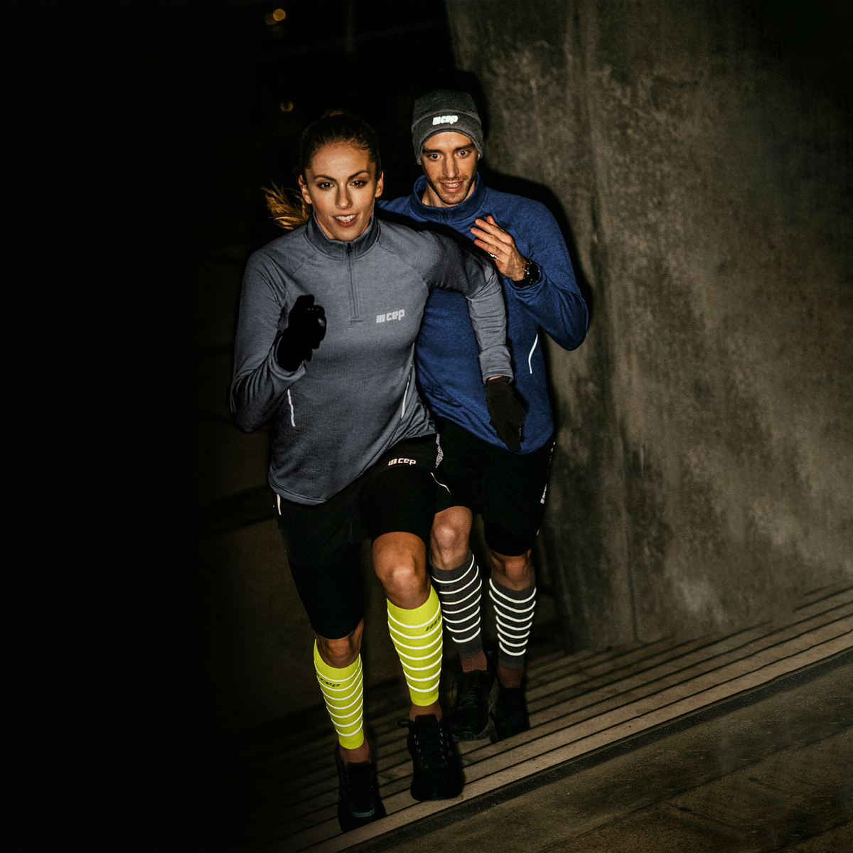 Reflective Compression Calf Sleeves, Women, Neon Yellow/Silver, Lifestyle #detail