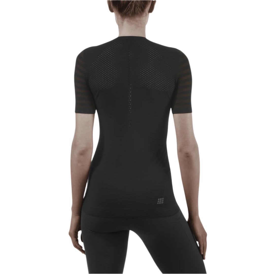 Ultralight Short Sleeve Shirt, Women, Black, Back View Model