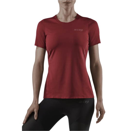 Run Short Sleeve Shirt, Women, Dark Red