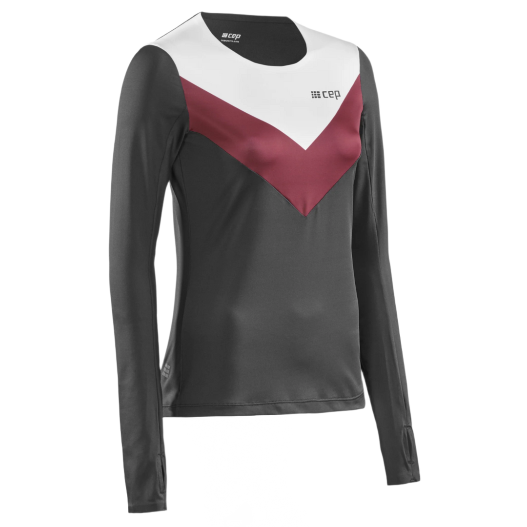 Chevron Long Sleeve Shirt, Women, Red/Black, Front View