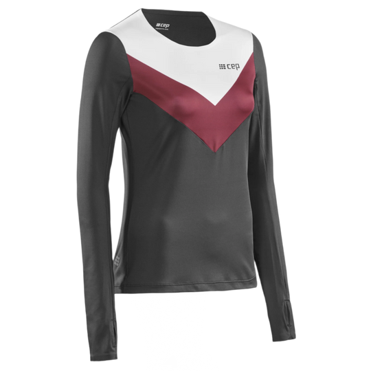 Chevron Long Sleeve Shirt, Women, Red/Black, Front View