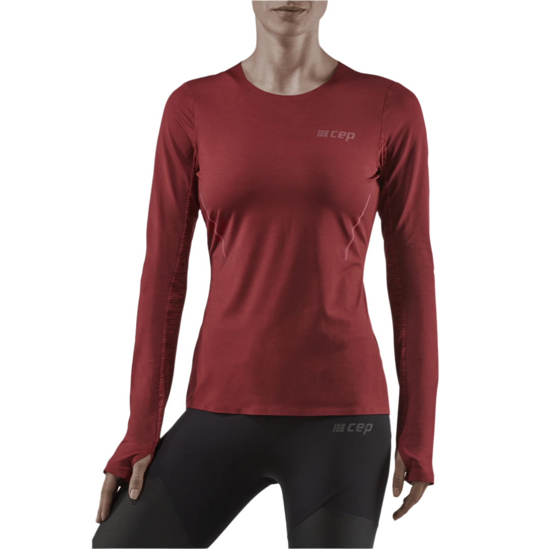 Run Long Sleeve Shirt, Women, Dark Red