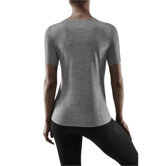 Run Short Sleeve Shirt, Women, Grey, Back View Model