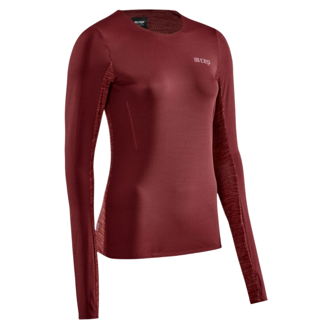 Run Long Sleeve Shirt, Women, Dark Red