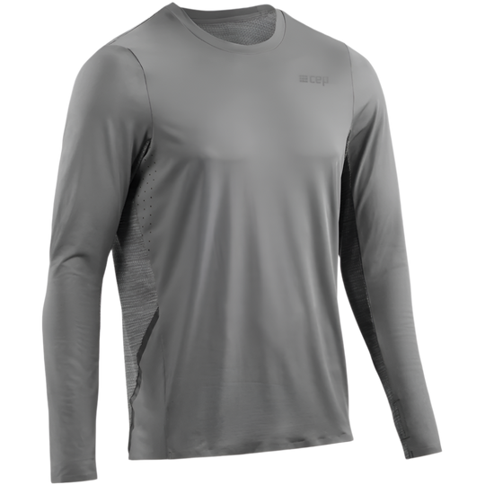 Run Long Sleeve Shirt, Men, Grey, Front View