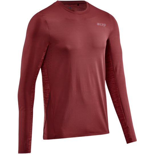 Run Long Sleeve Shirt, Men, Dark Red, Front View