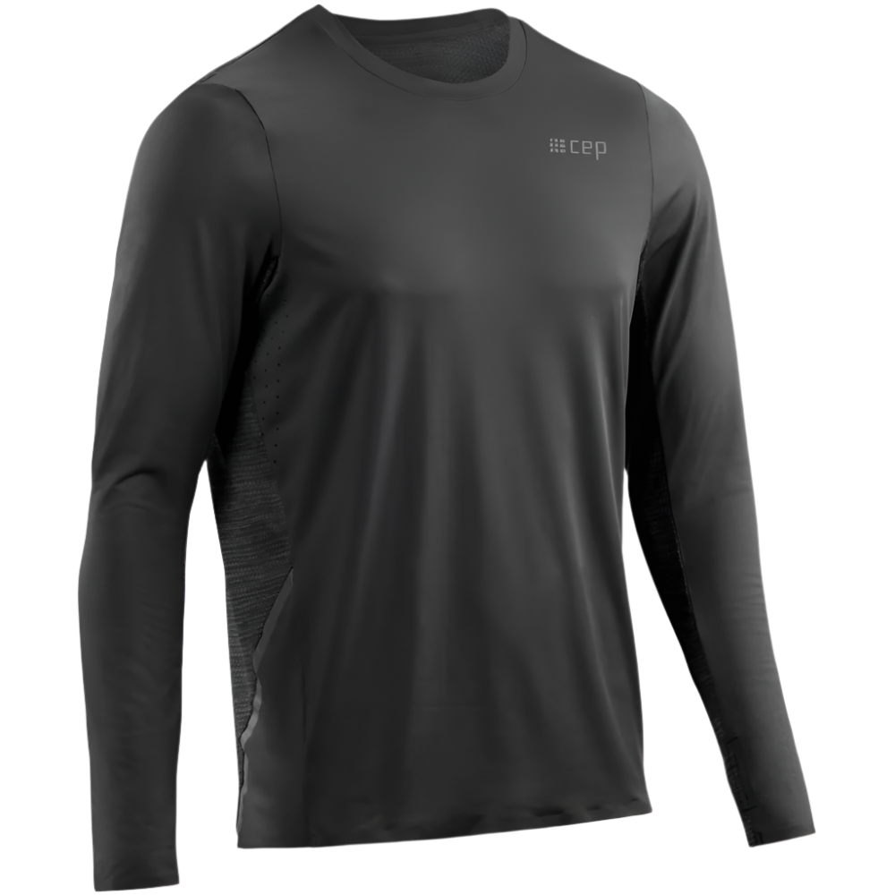 Run Long Sleeve Shirt, Men, Black, Front View