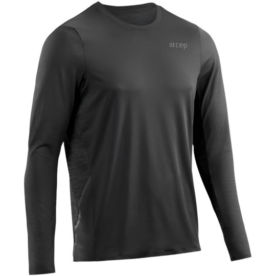 Run Long Sleeve Shirt, Men, Black, Front View