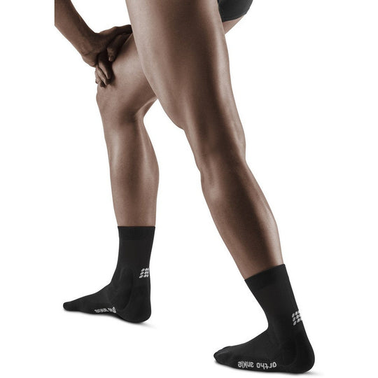 Ankle Support Short Socks, Men, Black, Back View Model