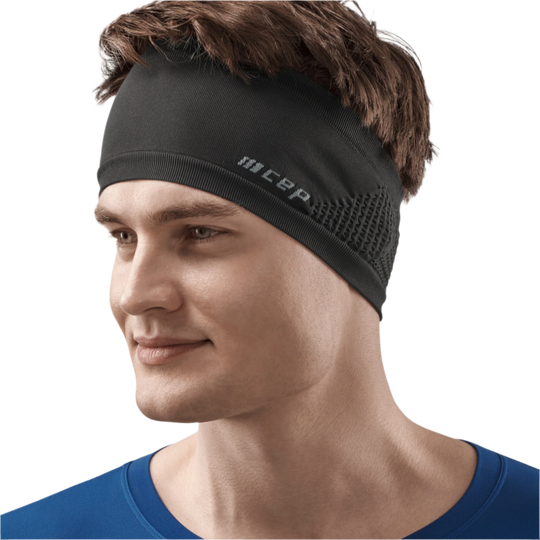 Cold Weather Headband, Black, Front View Male Model