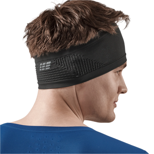 Cold Weather Headband, Black, Back View Male Model