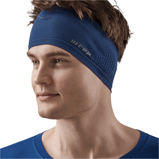 Cold Weather Headband, Blue, Front View Male Model