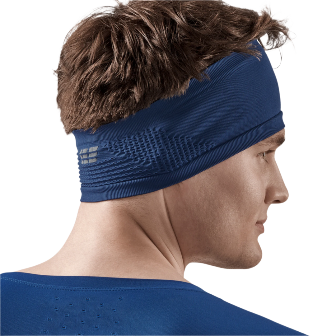 Cold Weather Headband, Blue, Back View Male Model