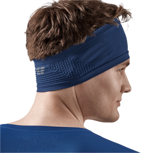 Cold Weather Headband, Blue, Back View Male Model