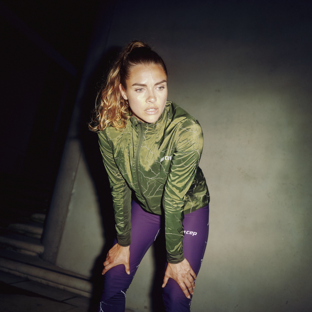 Reflective Windbreaker, Women, Dark Green, Lifestyle