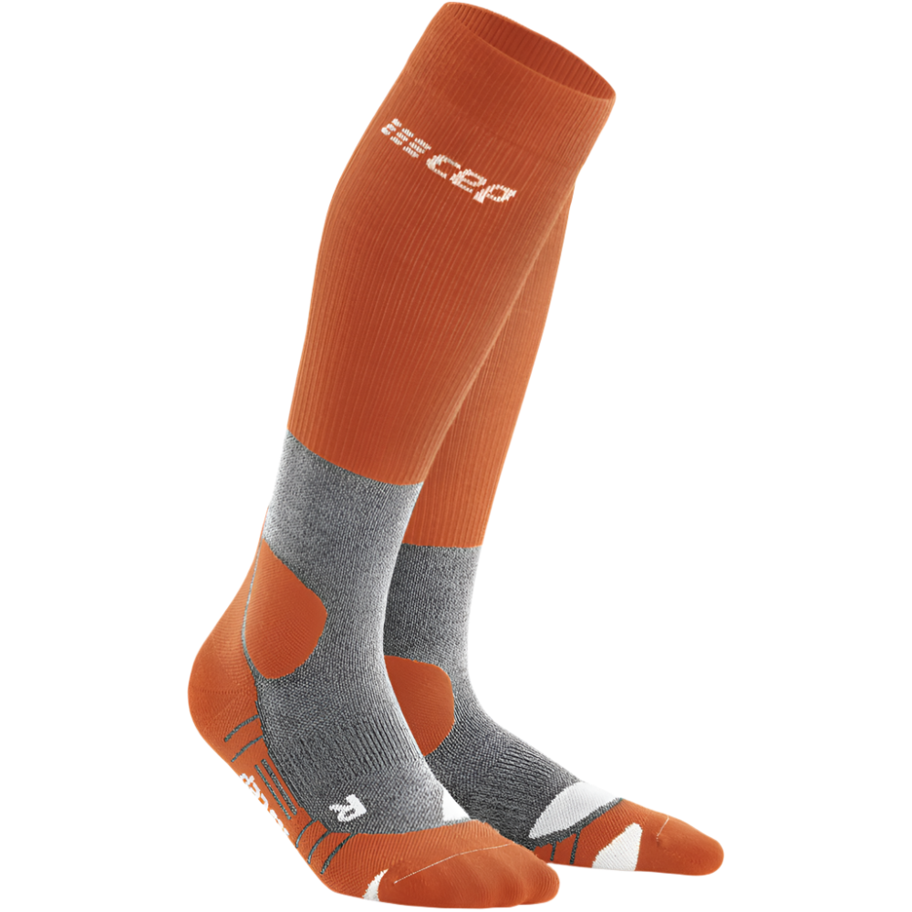 Hiking Merino Tall Compression Socks, Women, Sunset/Grey, Front View