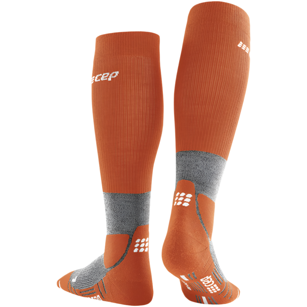 Hiking Merino Tall Compression Socks, Women, Sunset/Grey, Back View