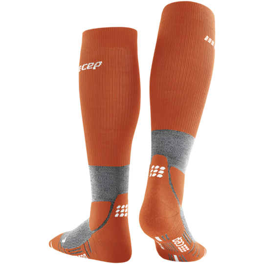 Hiking Merino Tall Compression Socks, Women, Sunset/Grey, Back View