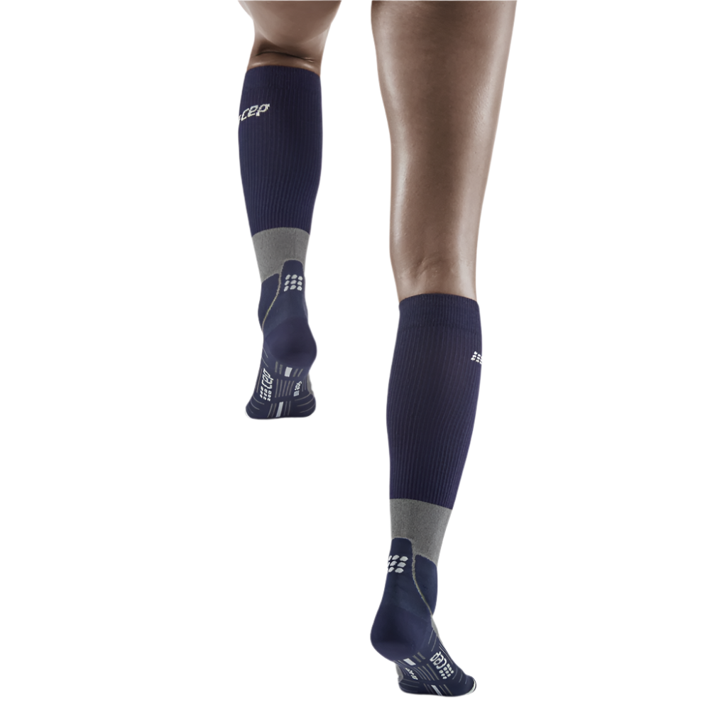 Hiking Merino Tall Compression Socks, Women, Sand/Grey, Back View Model