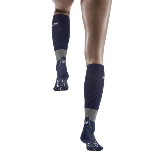 Hiking Merino Tall Compression Socks, Women, Sand/Grey, Back View Model