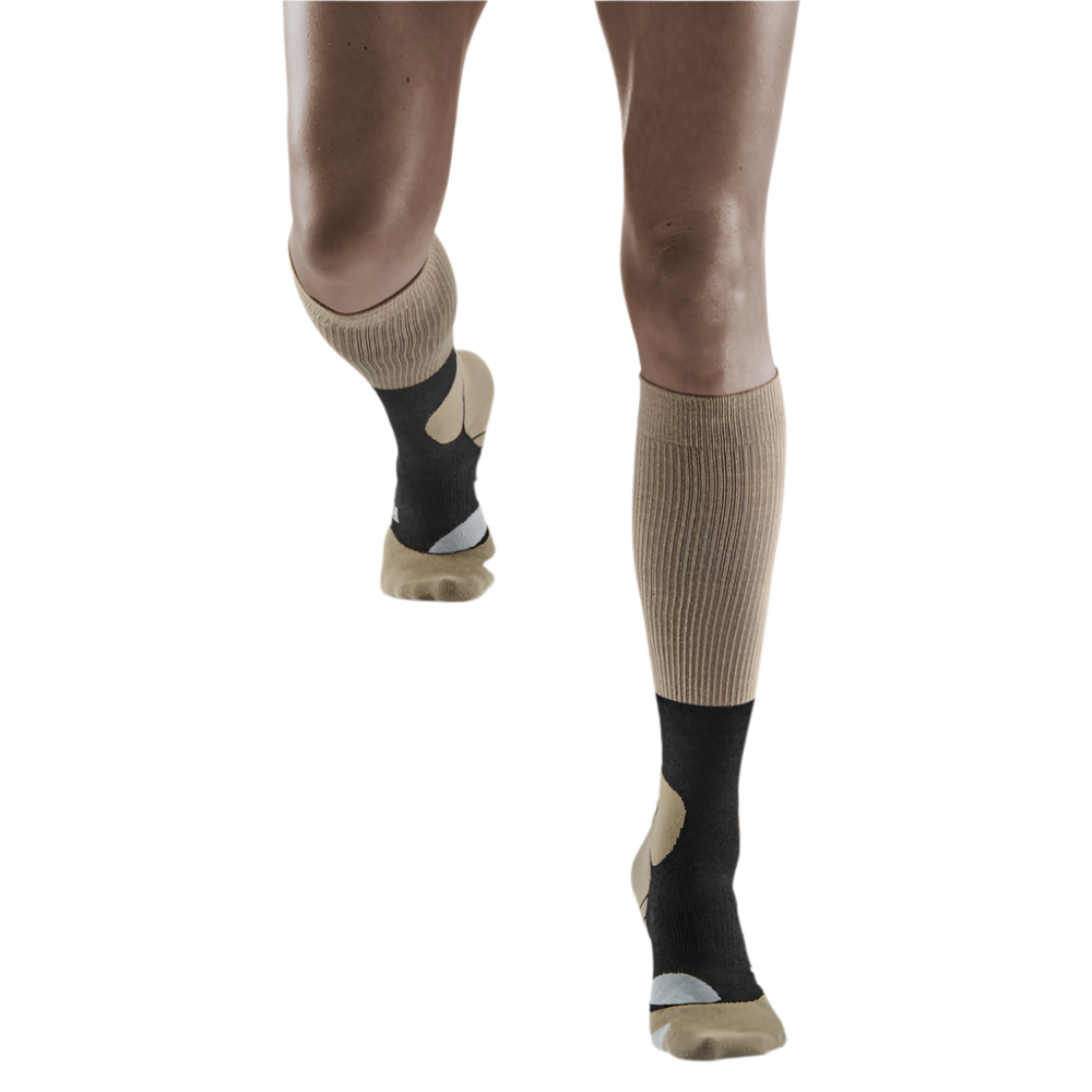 Hiking Merino Tall Compression Socks, Women, Sand/Grey