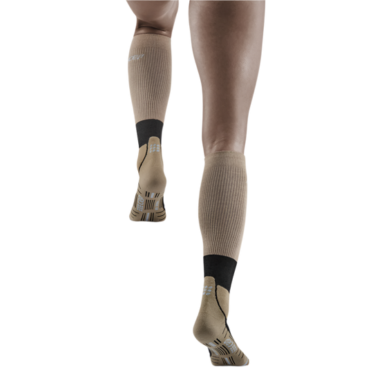 Hiking Merino Tall Compression Socks, Women, Sand/Grey, Back View Model