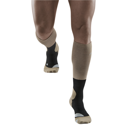 Hiking Merino Tall Compression Socks, Men, Sand/Grey