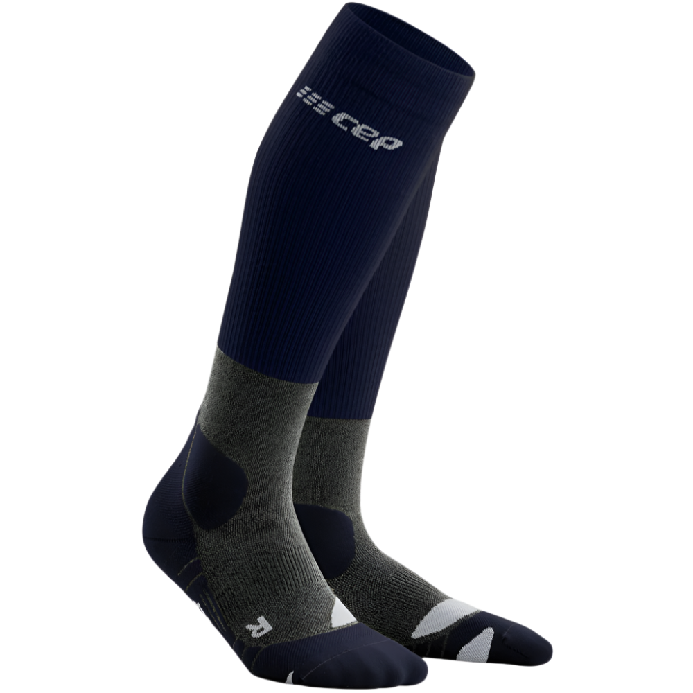 Hiking Merino Tall Compression Socks, Men, Peacoat/Grey, Front View