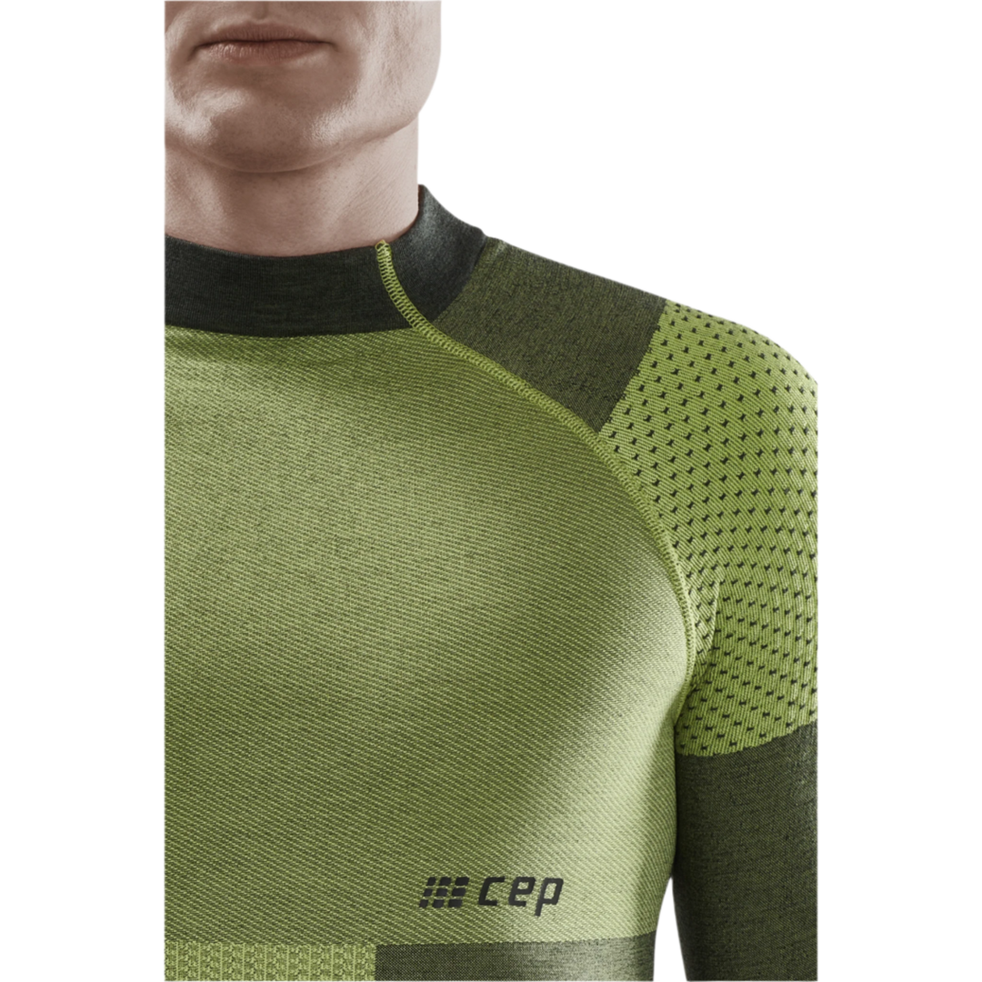 Ski Touring Base Shirt, Men, Green - Front Detail