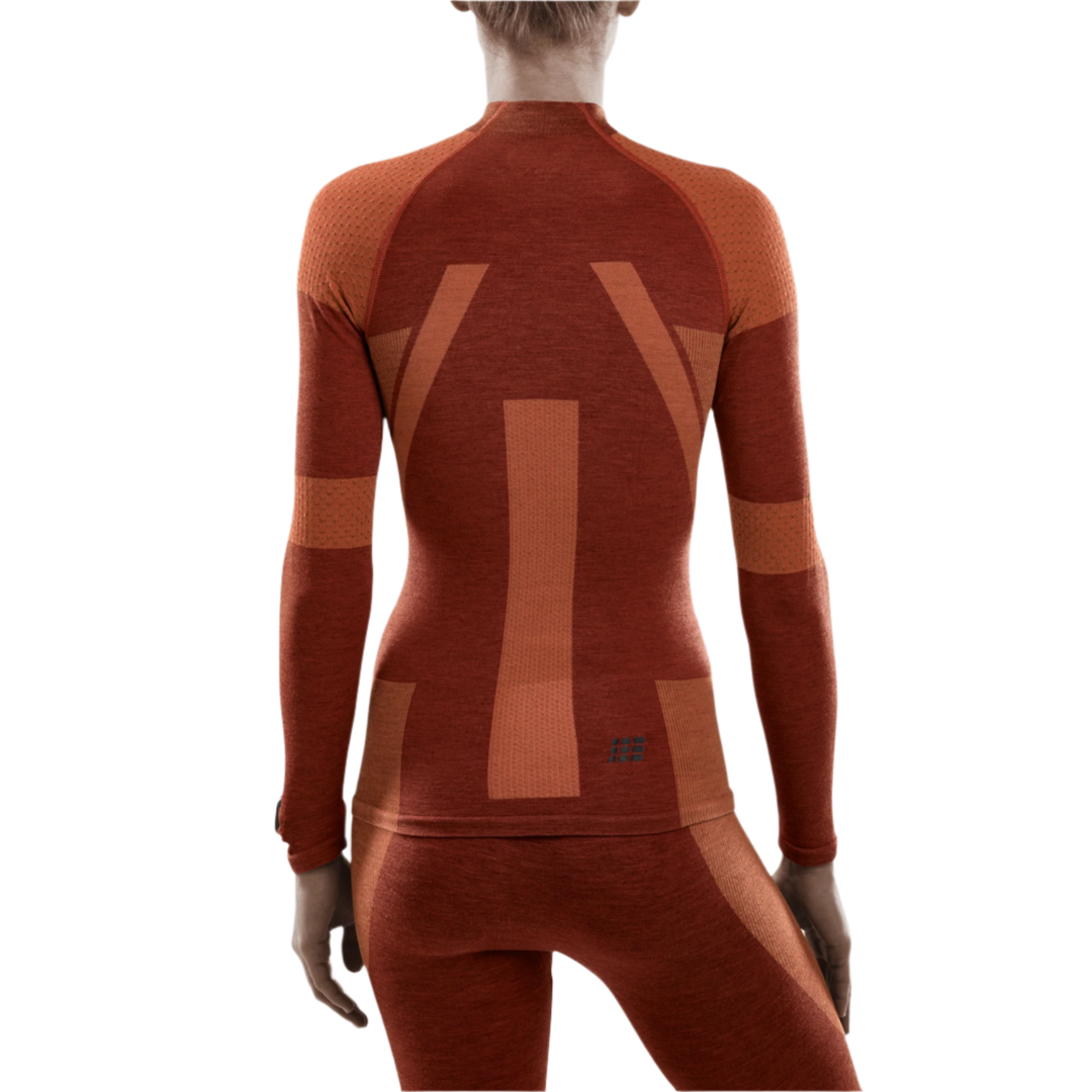 Ski Touring Base Shirt, Women, Orange - Back View Model