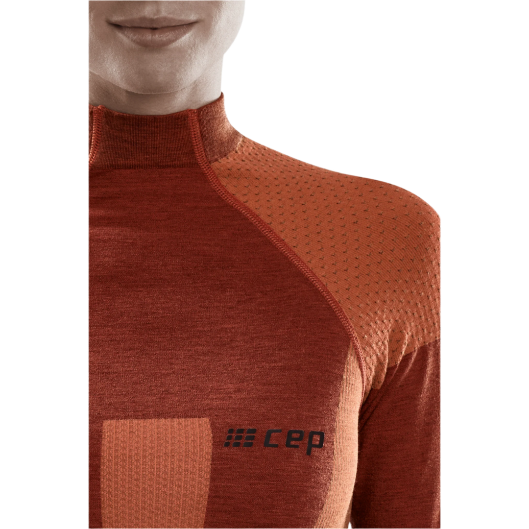 Ski Touring Base Shirt, Women, Orange - Front Detail