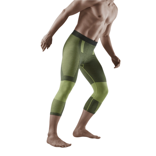 Ski Touring 3/4 Base Tights, Men, Green - Front View Model