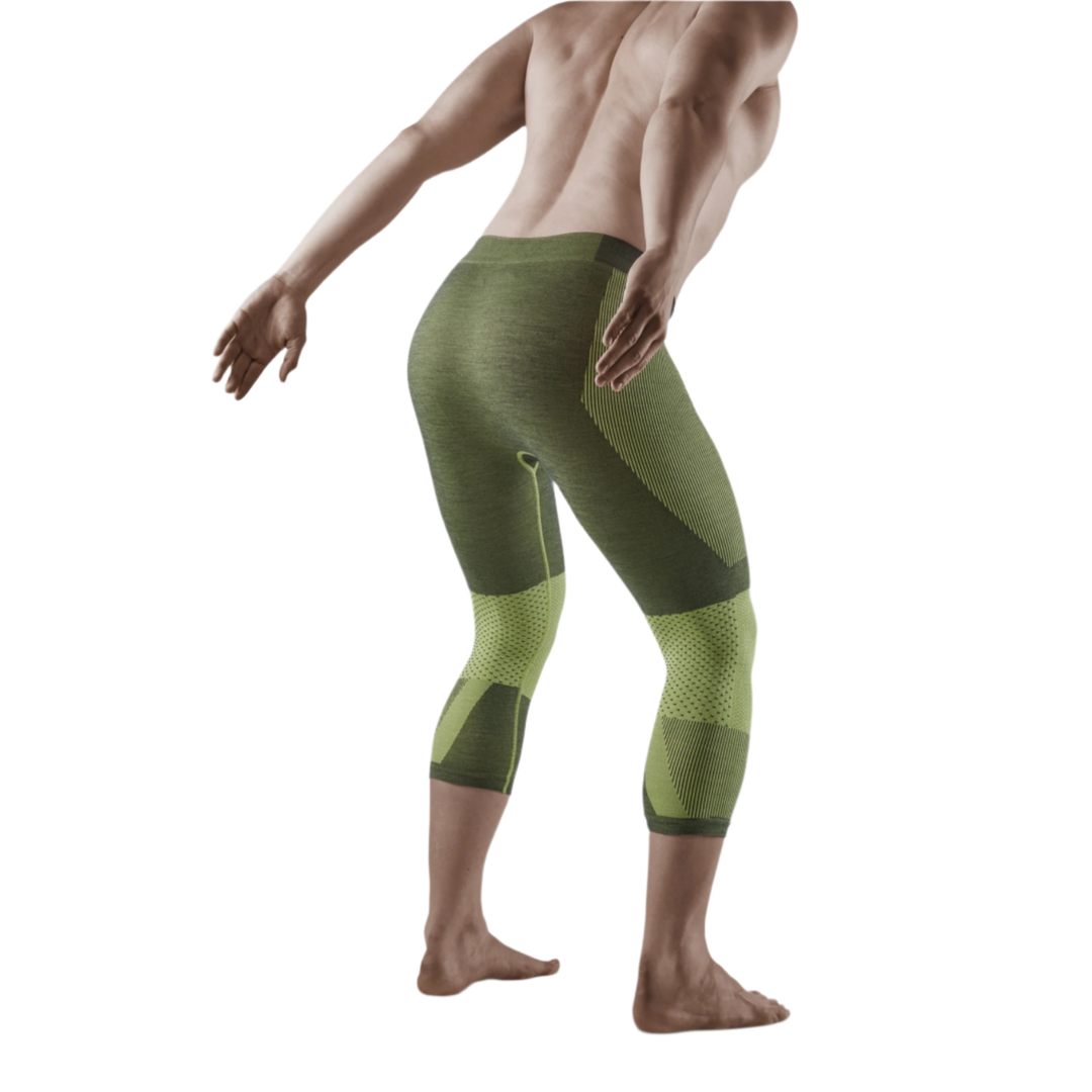 Ski Touring 3/4 Base Tights, Men, Green - Back View Model