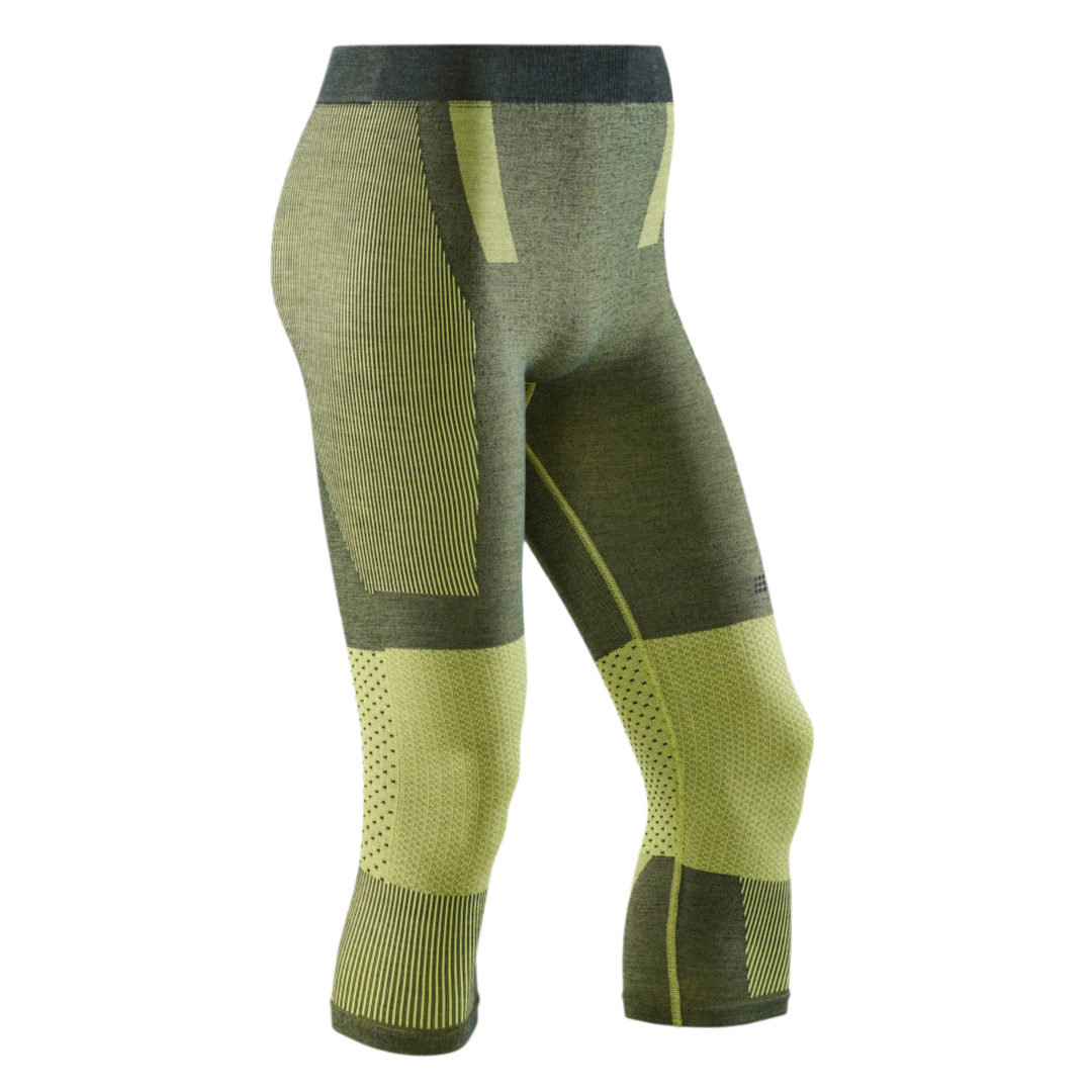 Ski Touring 3/4 Base Tights, Men, Green - Front View