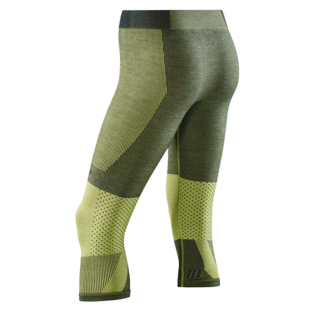 Ski Touring 3/4 Base Tights, Men, Green - Back View