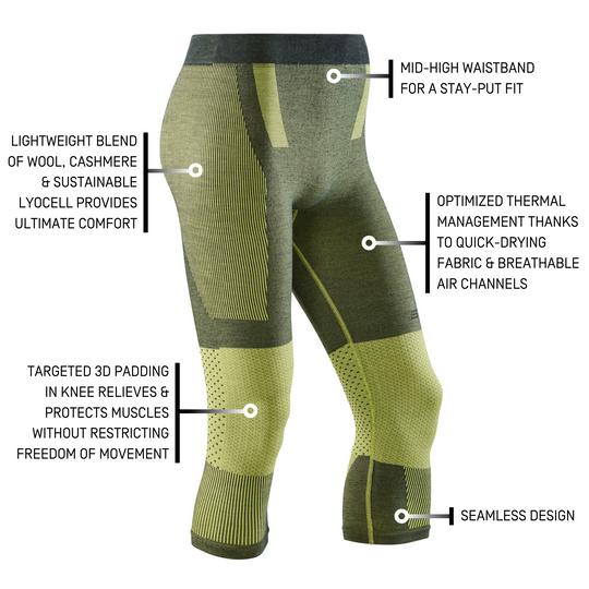 Ski Touring 3/4 Base Tights, Men, Green - Detail