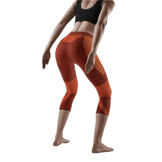 Ski Touring 3/4 Base Tights, Women, Orange - Back View Model