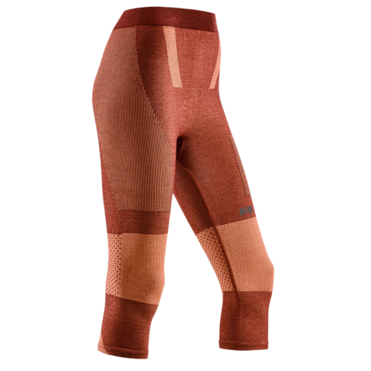 Ski Touring 3/4 Base Tights, Women, Orange - Front View