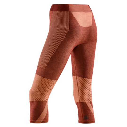 Ski Touring 3/4 Base Tights, Women, Orange - Rear View