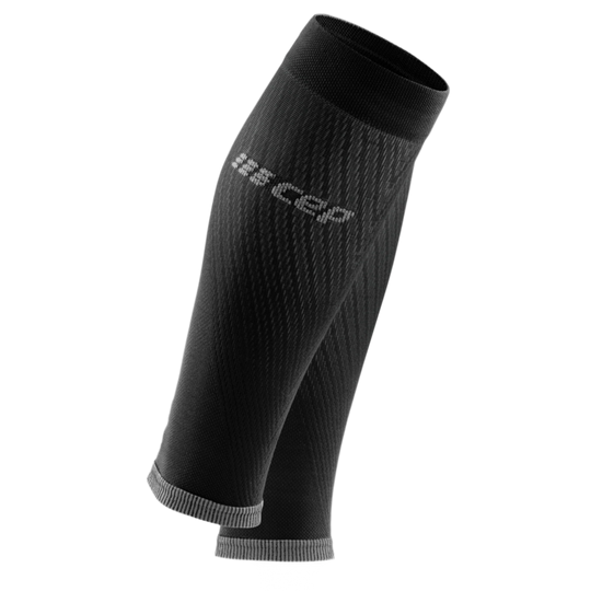 Ultralight Compression Calf Sleeves, Men, Black/Light Grey, Front View