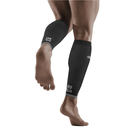 Ultralight Compression Calf Sleeves, Men, Black/Light Grey, Back View Model