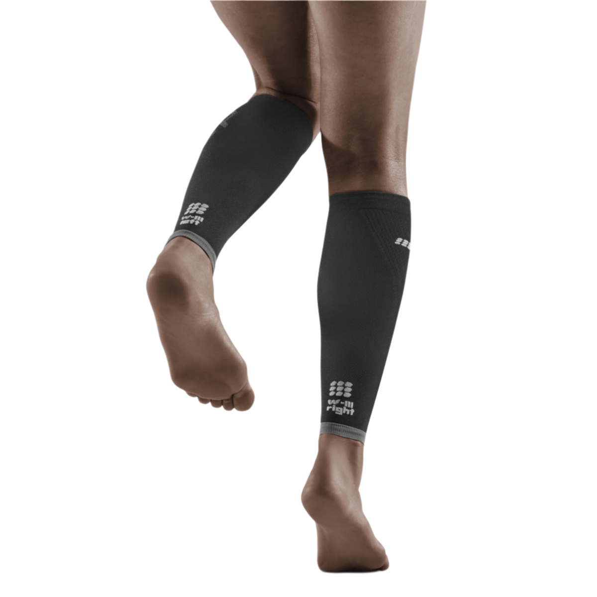 Ultralight Compression Calf Sleeves, Women, Black/Light Grey, Back View Model