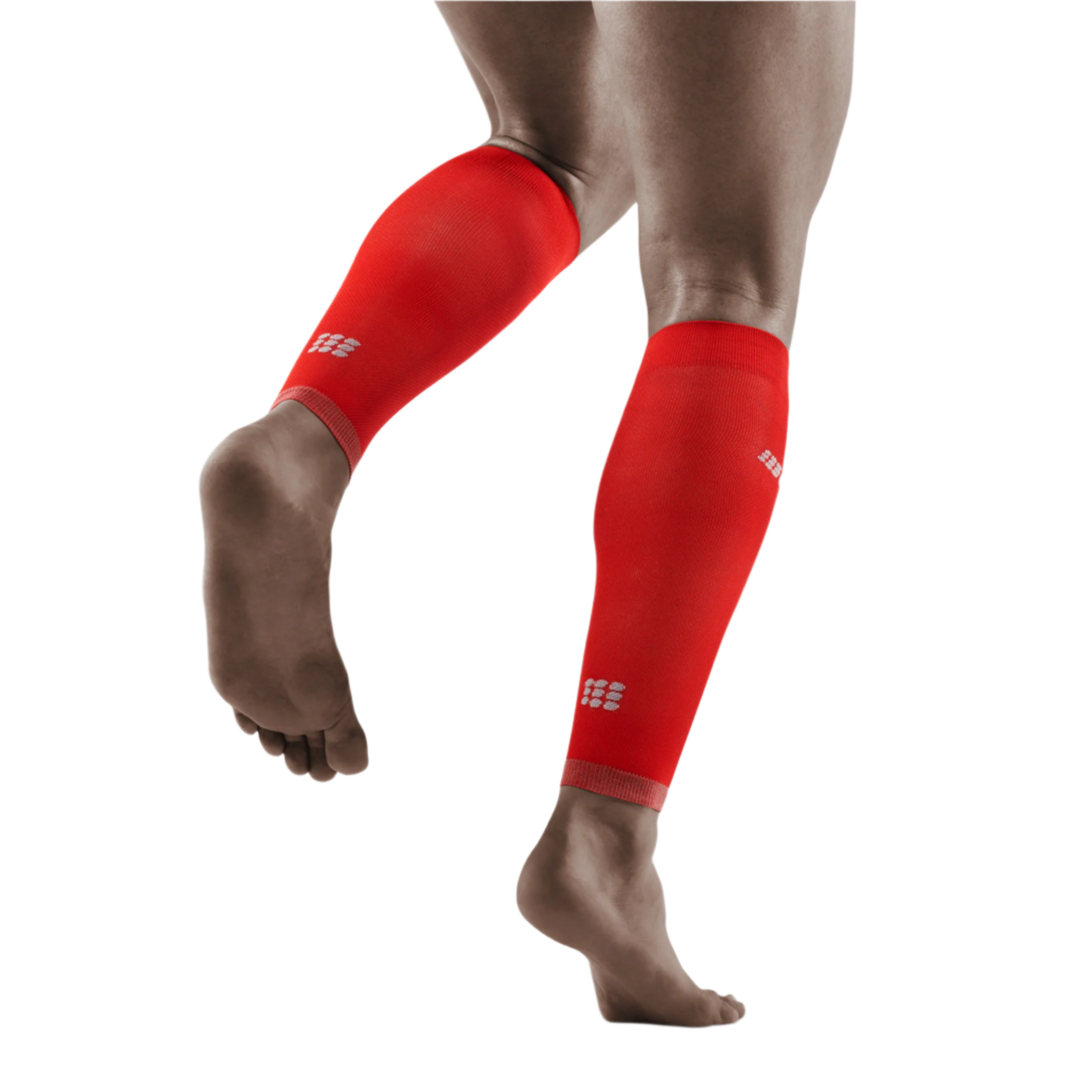 Ultralight Compression Calf Sleeves, Men, Lava/Light Grey, Back View Model