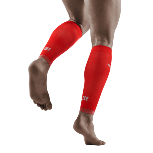 Ultralight Compression Calf Sleeves, Men, Lava/Light Grey, Back View Model