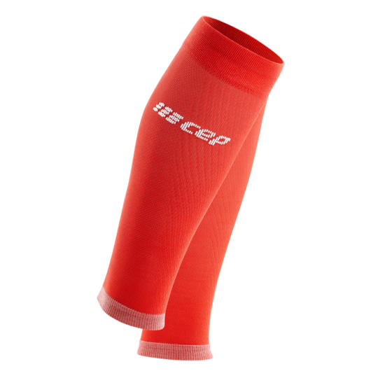 Ultralight Compression Calf Sleeves, Men, Lava/Light Grey, Front View