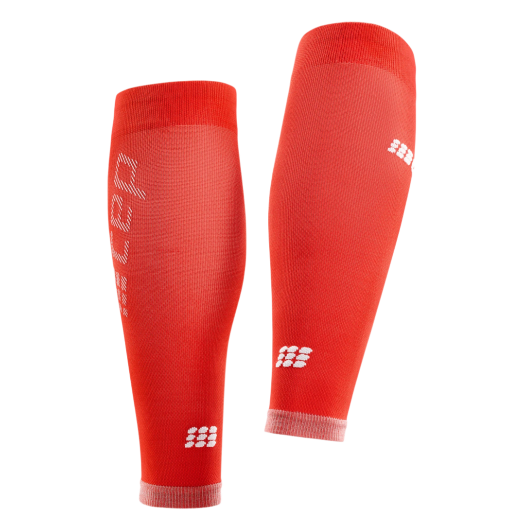 Ultralight Compression Calf Sleeves, Men, Lava/Light Grey, Back View